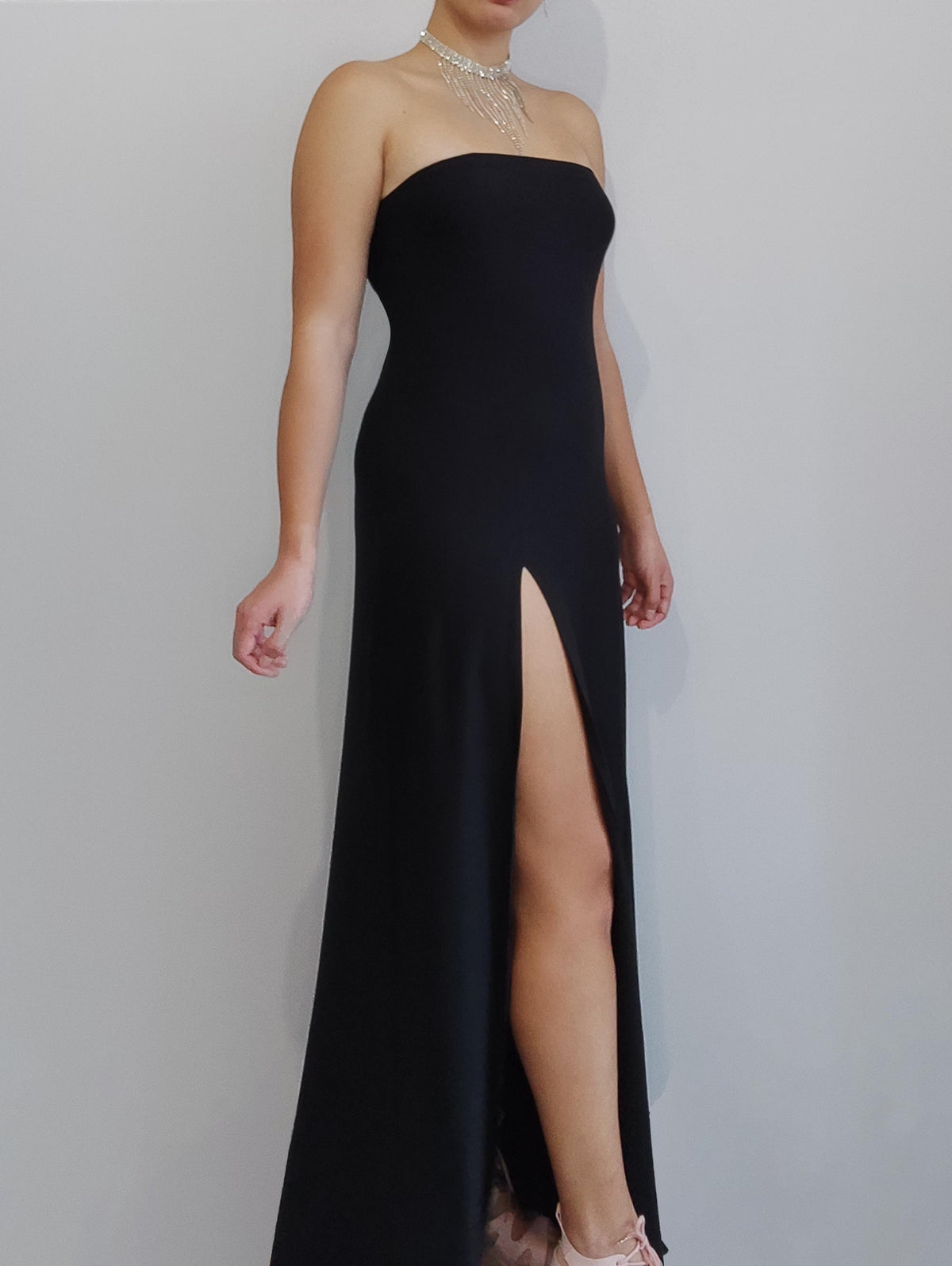 Strapless Evening Dress With Leg Split