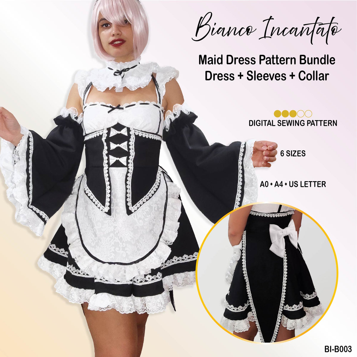 Maid's Dress, Sleeves and Collar Set