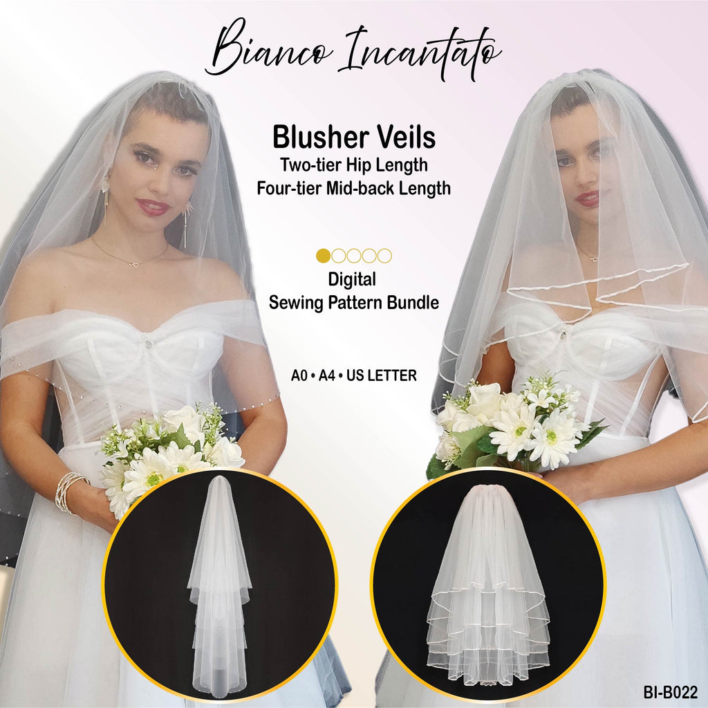 Blusher Veil Bundle, Long Two Tier & Short Four Tier