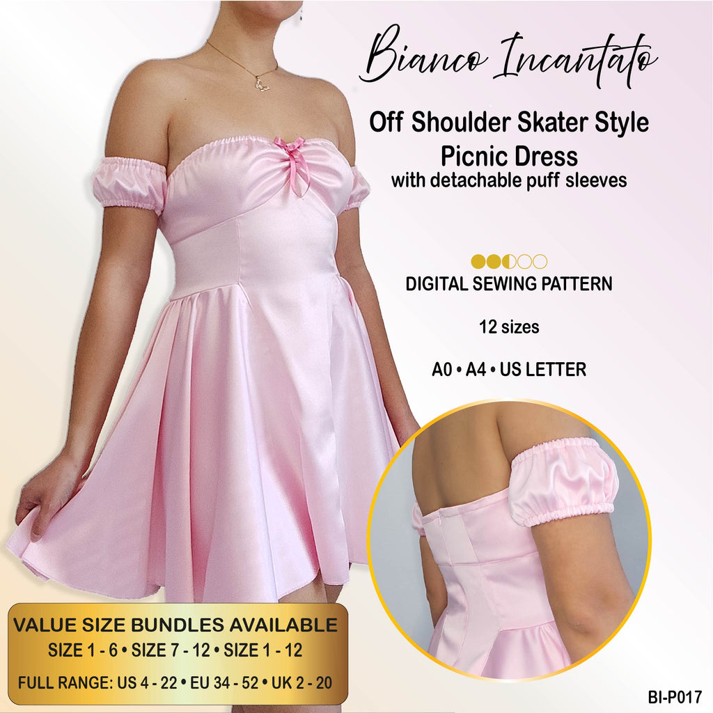 Flared Skater Dress with Side Gathered Skirt