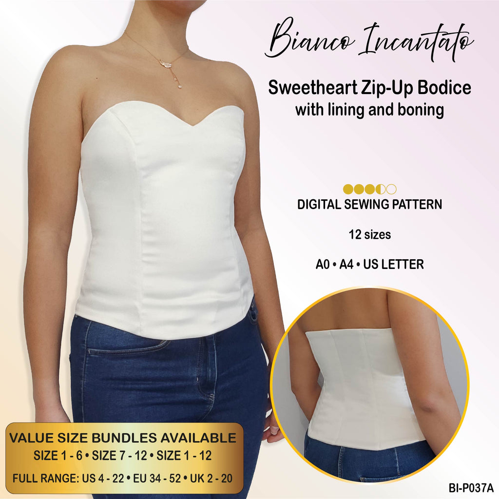 Sweetheart Neckline Zip-Up Bodice