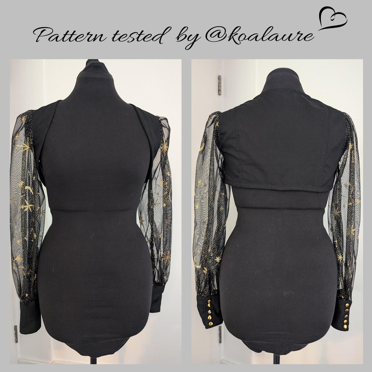 Romantic Bolero With Puff Sleeves & Button Cuffs