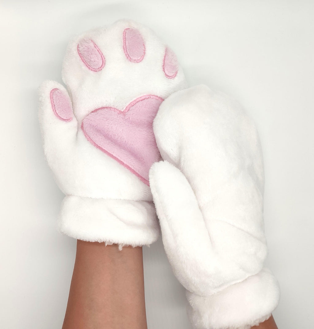 Fingerless Gloves or Minky Mittens With Paw Embroidery