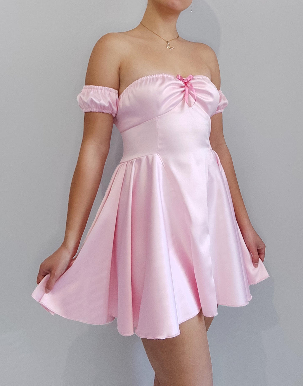Flared Skater Dress with Side Gathered Skirt