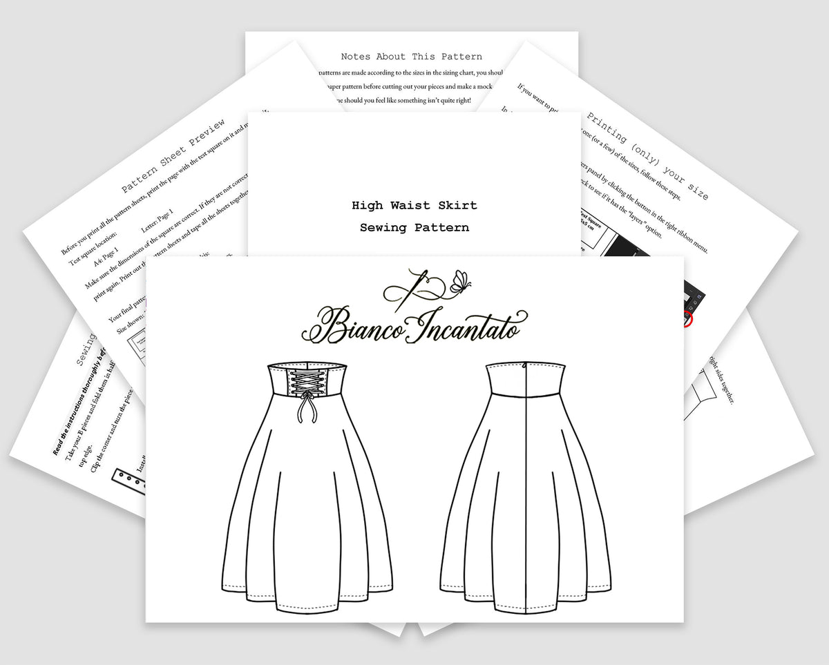 High Waist Circle Skirt with Lacing