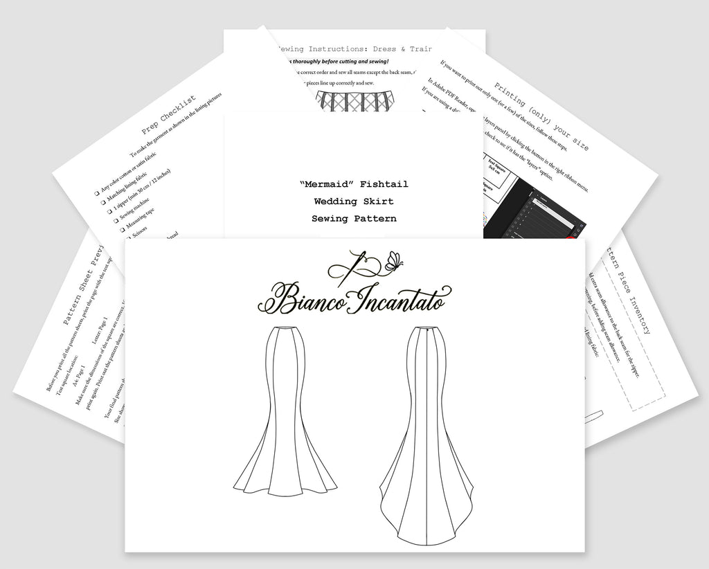 Mermaid Fishtail Wedding Skirt with Train