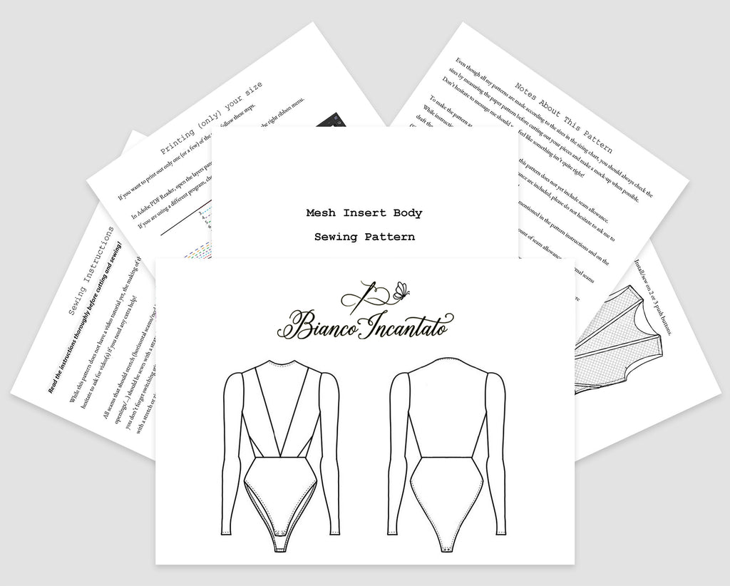 Plunge-Cut Mesh Insert, Back and Long Sleeve Body