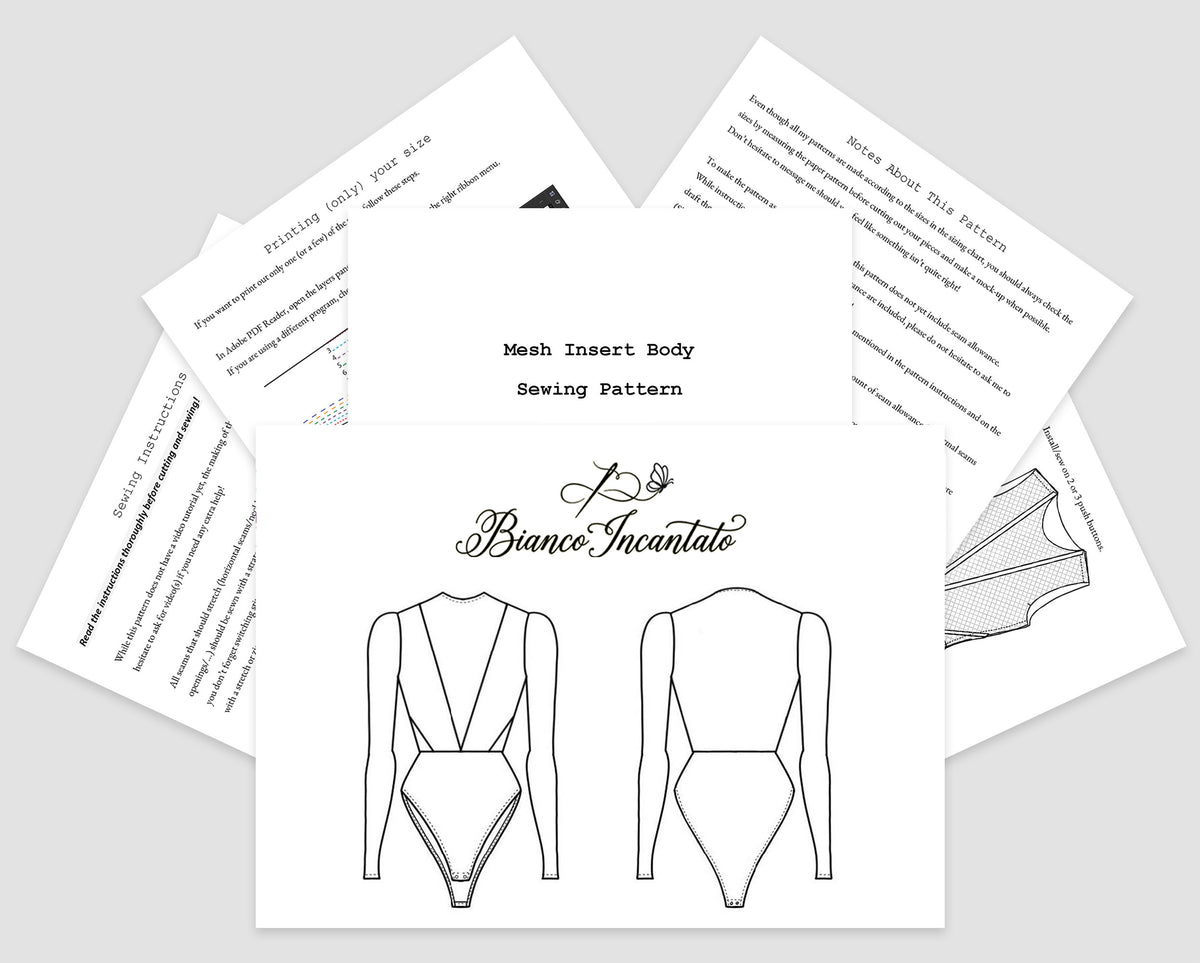 Plunge-Cut Mesh Insert, Back and Long Sleeve Body